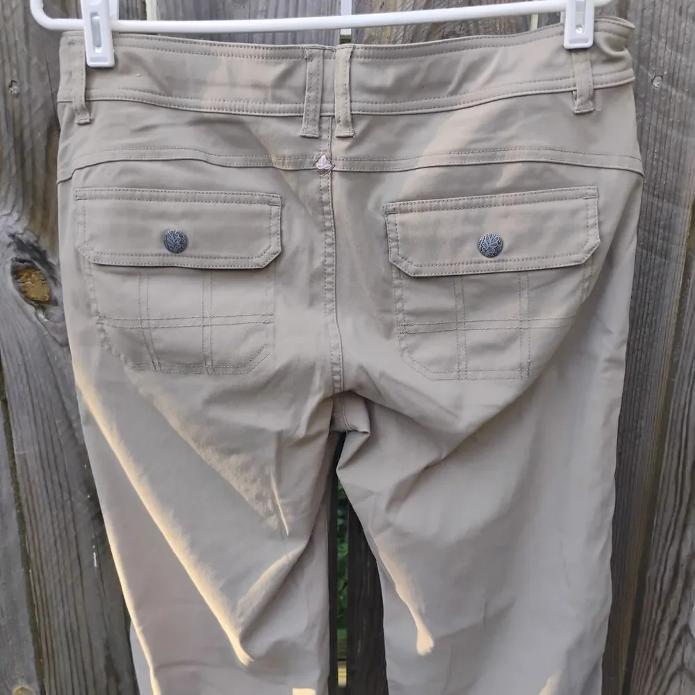 Prana Halle Hiking Pants Women 10 Regular Beige Tan Roll Up Convertible Cargo